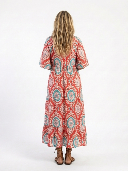 Diane — Robe longue paisley à manches ballon
