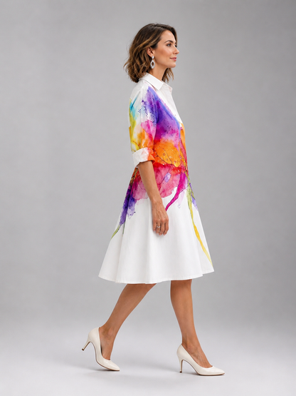 Suzanne — Robe chemise à imprimé aquarelle