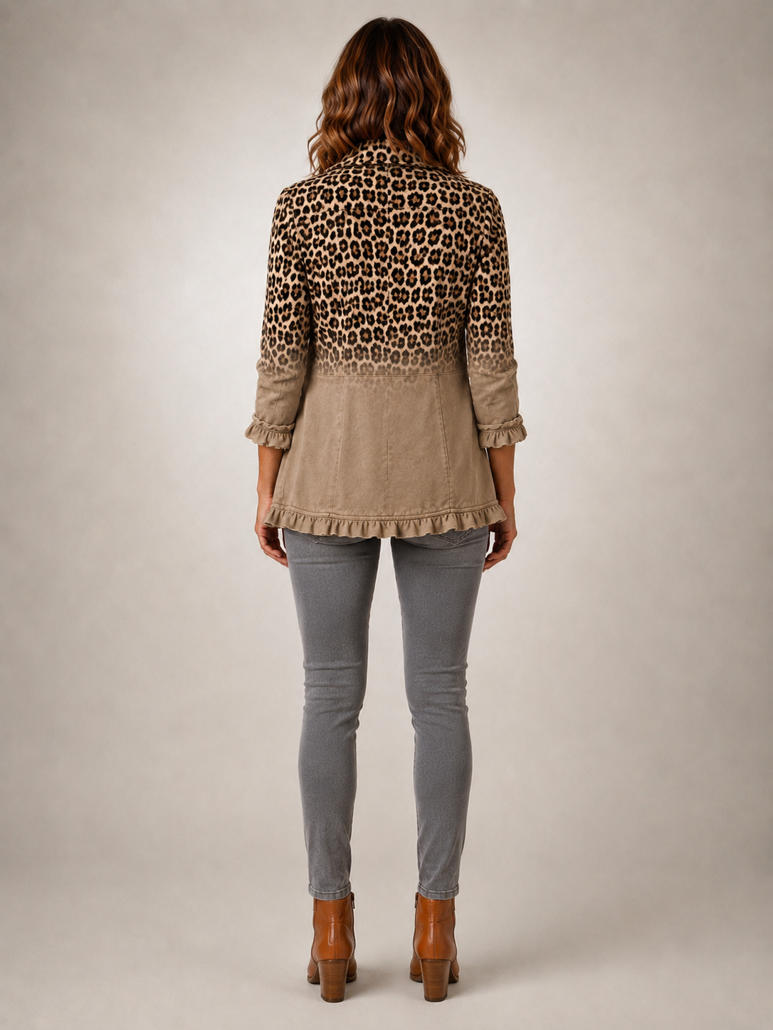 Tawny | Kurtka vintage z falbankami w panterkę