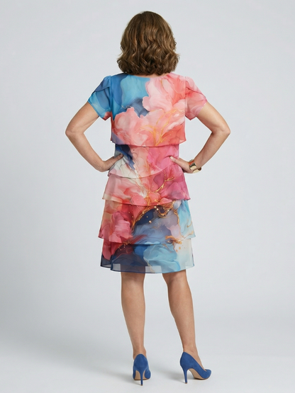 Thérèse — Robe à volants et imprimé aquarelle