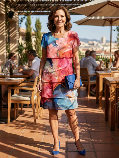 Thérèse — Robe à volants et imprimé aquarelle