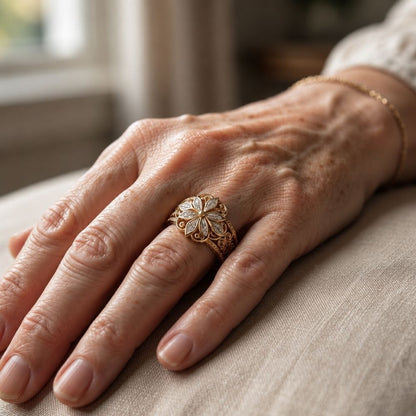 Arc Fleuri | Bague dorée à motif floral – Vue 02