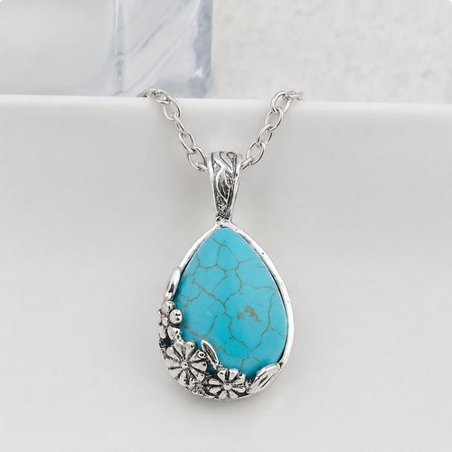 Selma | Collier avec pendentif ornemental turquoise – Vue 01