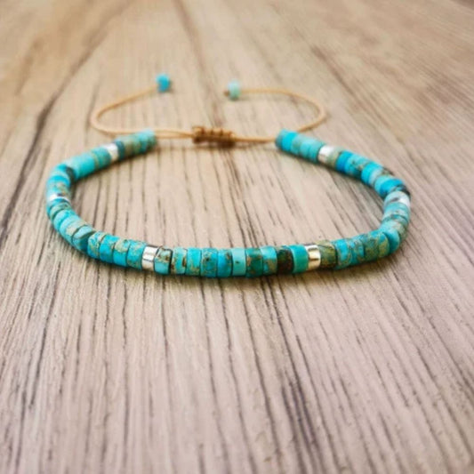 Cordon de Disques | Fin bracelet turquoise – Vue 01