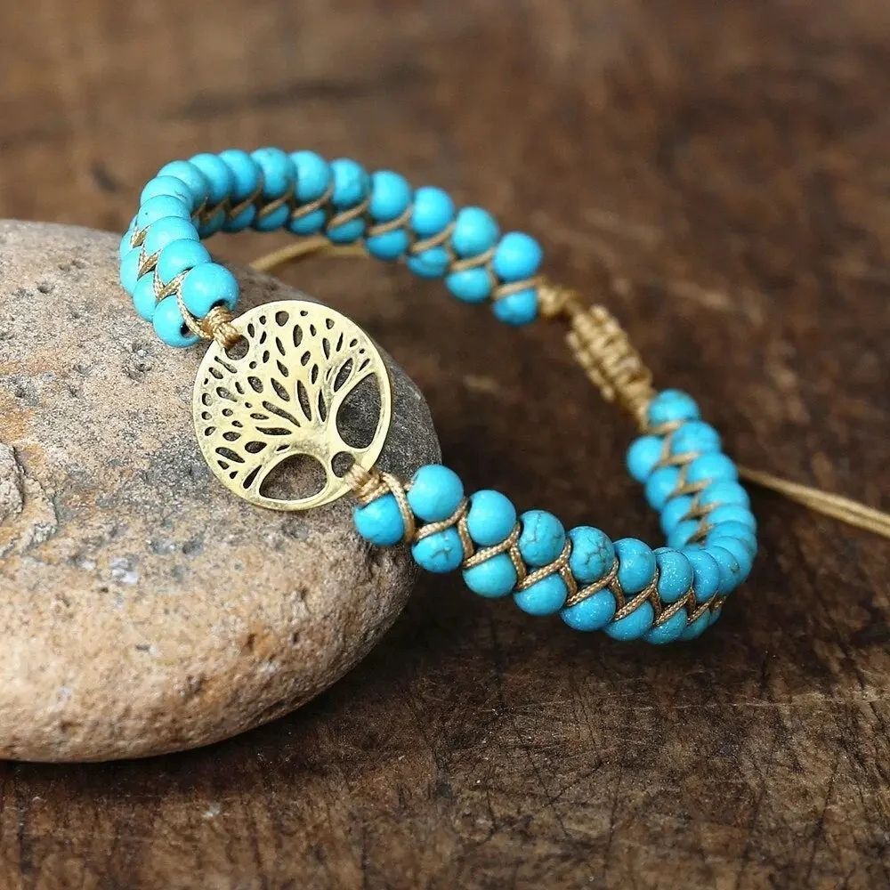 Arbre Tressé | Bracelet turquoise avec arbre de vie – Vue 01