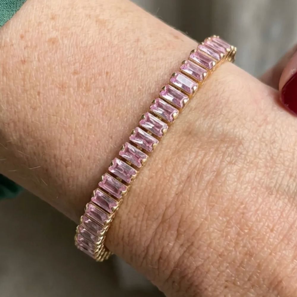 Éclat de Rose | Bracelet rivière avec pierres roses – Vue 01