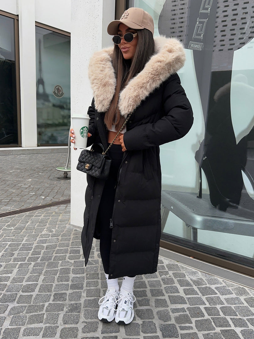 Jacky – parka zimowa, kolor czarno-beżowy