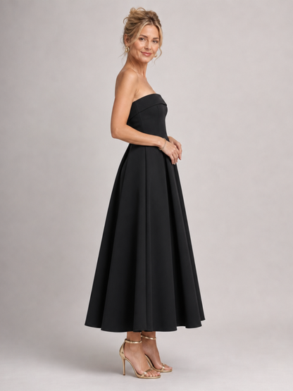 Joséphine — Robe bustier midi à jupe évasée