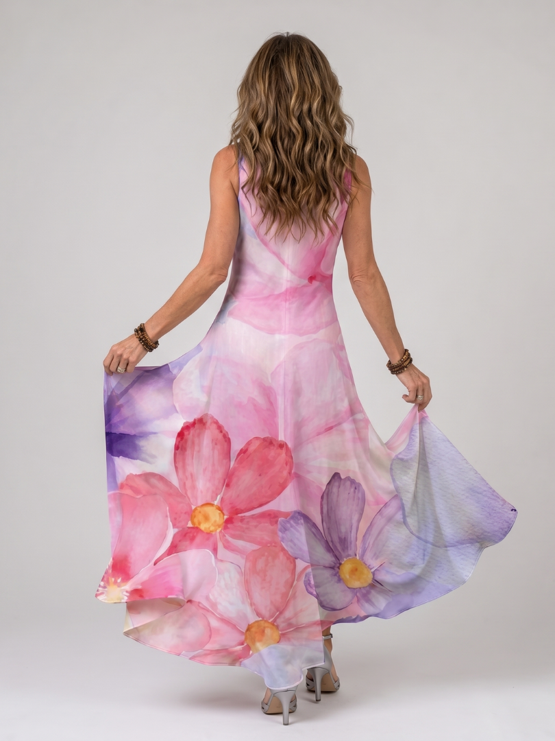 Micheline — Robe longue fluide à fines bretelles