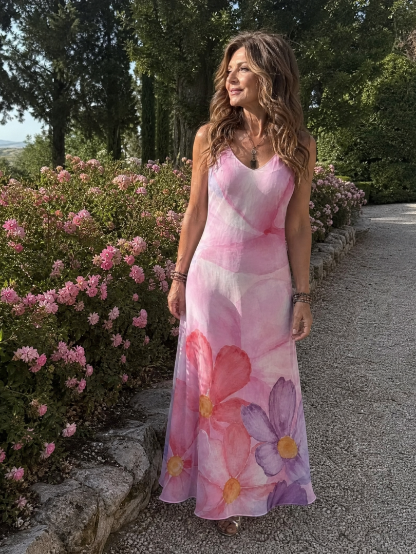 Micheline — Robe longue fluide à fines bretelles