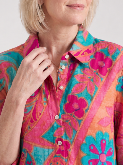 Emmanuelle — Robe longue chemise à imprimé paisley