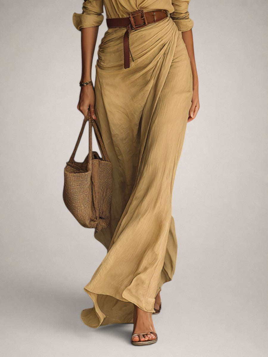 Judith — Robe longue chemise à col tailleur