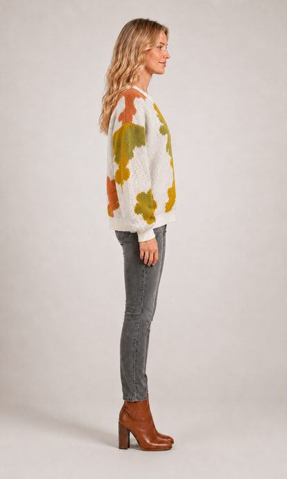 Sydney | Kwiatowy sweter z dzianiny