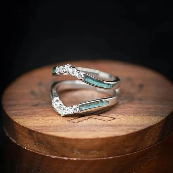 Ovale Pointu | Bague argentée avec pierre turquoise – Vue 03
