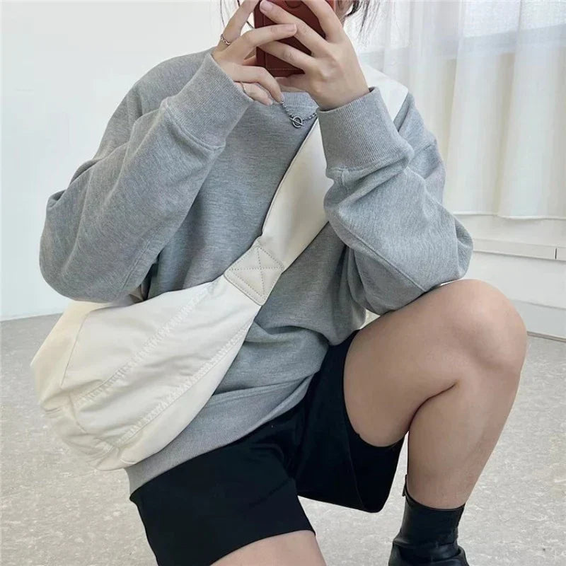 Sac bandoulière Nylon Souple crème vu de trois quarts