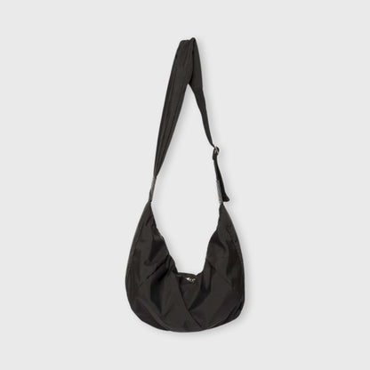 Sac bandoulière Nylon Souple noir vu de trois quarts