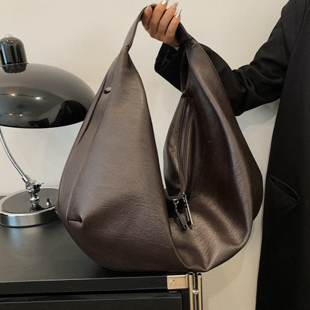 Sac porté épaule Souple XL brun foncé, photo détail