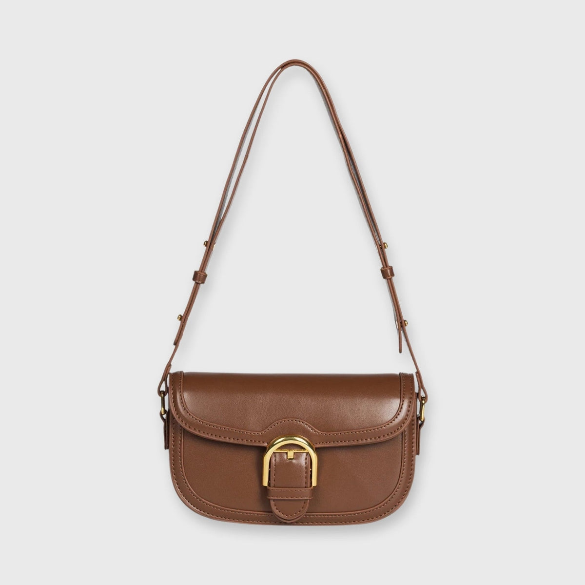 Mini sac porté épaule Bella brun vu de face