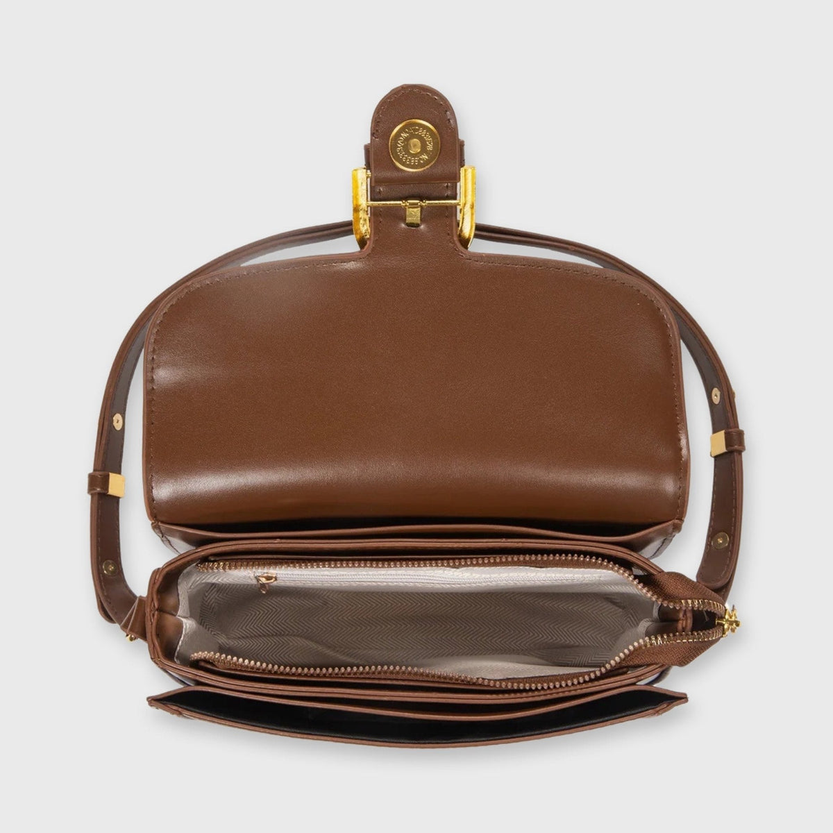 Mini sac porté épaule Bella brun vu de côté