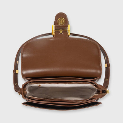 Mini sac porté épaule Bella brun vu de côté