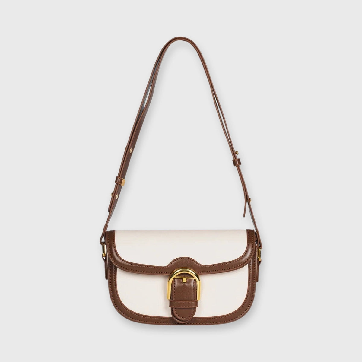 Mini sac porté épaule Bella crème/brun vu de face