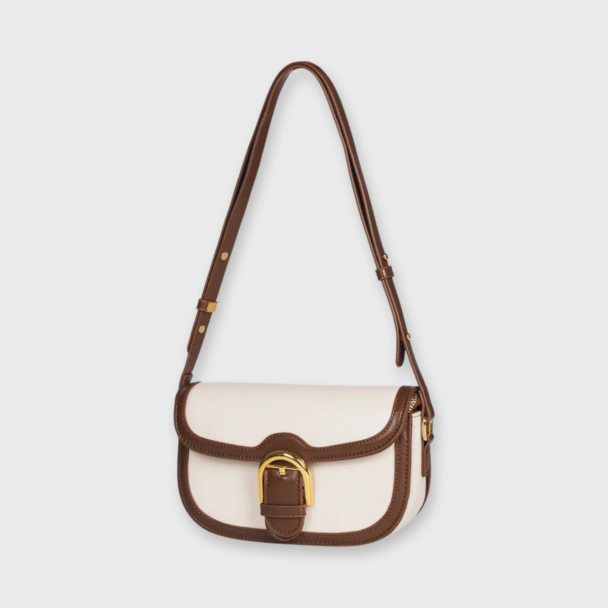 Mini sac porté épaule Bella crème/brun vu de côté