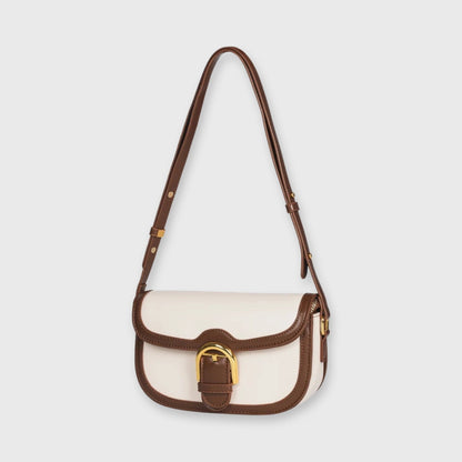 Mini sac porté épaule Bella crème/brun vu de côté