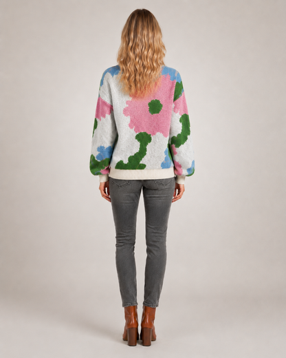 Sydney | Kwiatowy sweter z dzianiny
