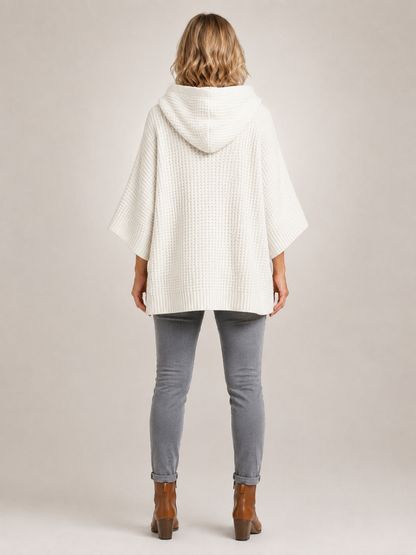 Capucine | Sweter oversize z kapturem z dzianiny waflowej