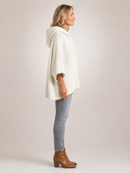 Capucine | Sweter oversize z kapturem z dzianiny waflowej
