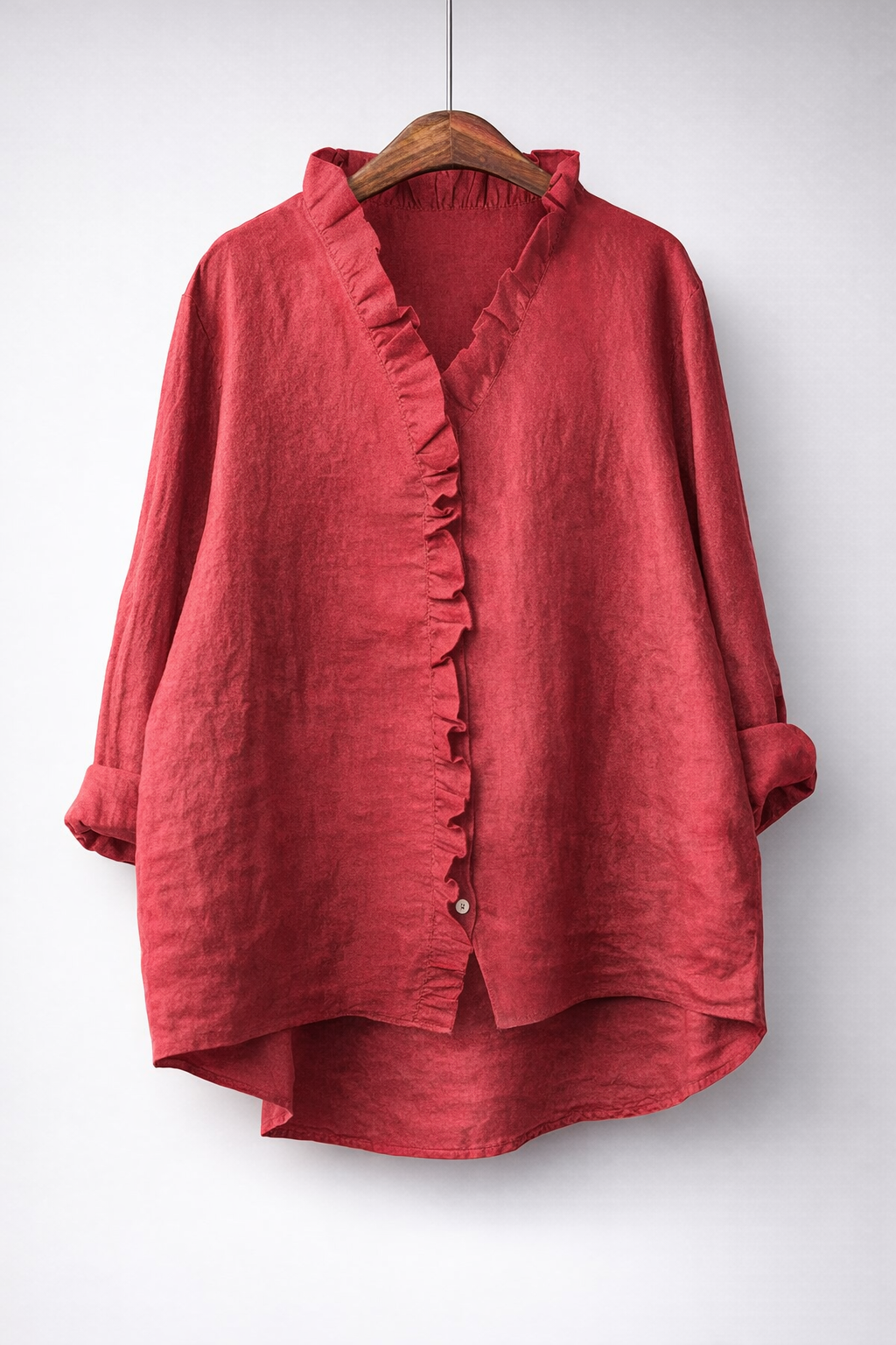 Rosalinde | Chemise à volant — Rouge