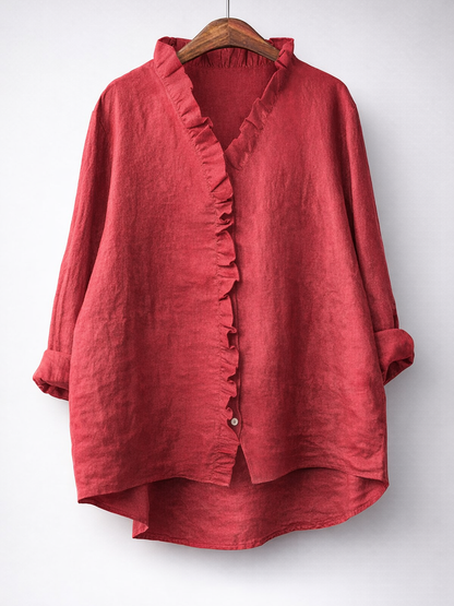 Rosalinde | Chemise à volant — Rouge