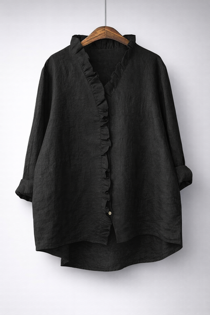 Rosalinde | Chemise à volant — Noir