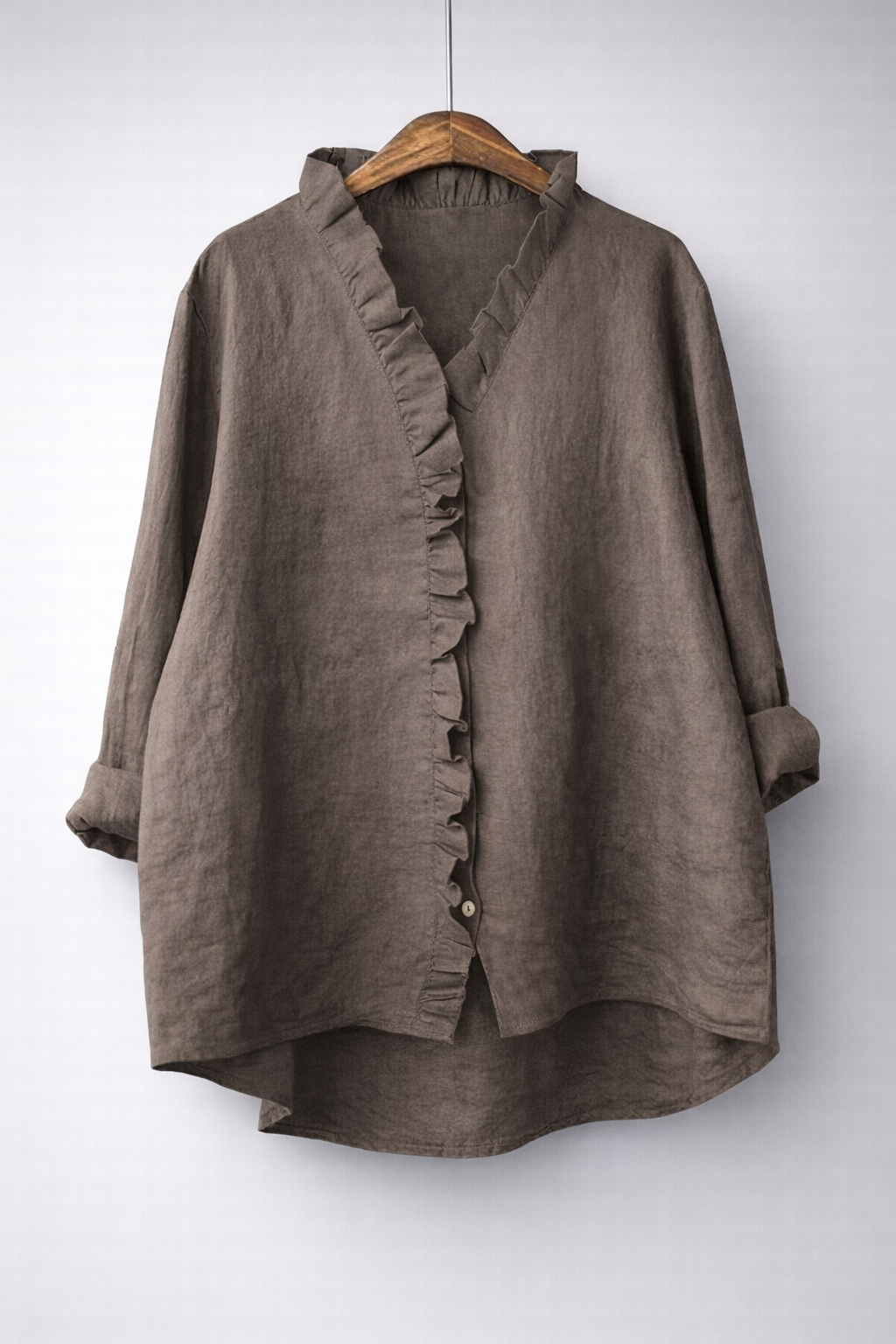 Rosalinde | Chemise à volant — Taupe