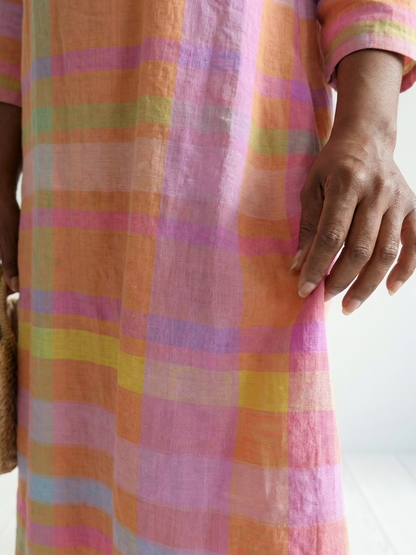 Bertille — Robe midi ample à rayures pastel