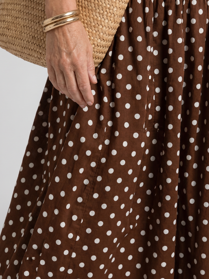Carole — Robe longue bustier à pois