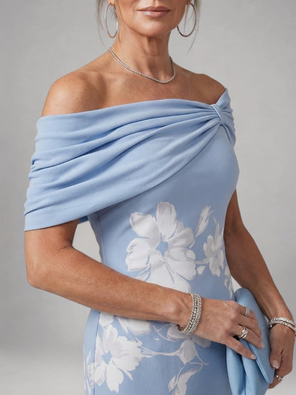 Cyrielle — Robe longue épaules dénudées drapée
