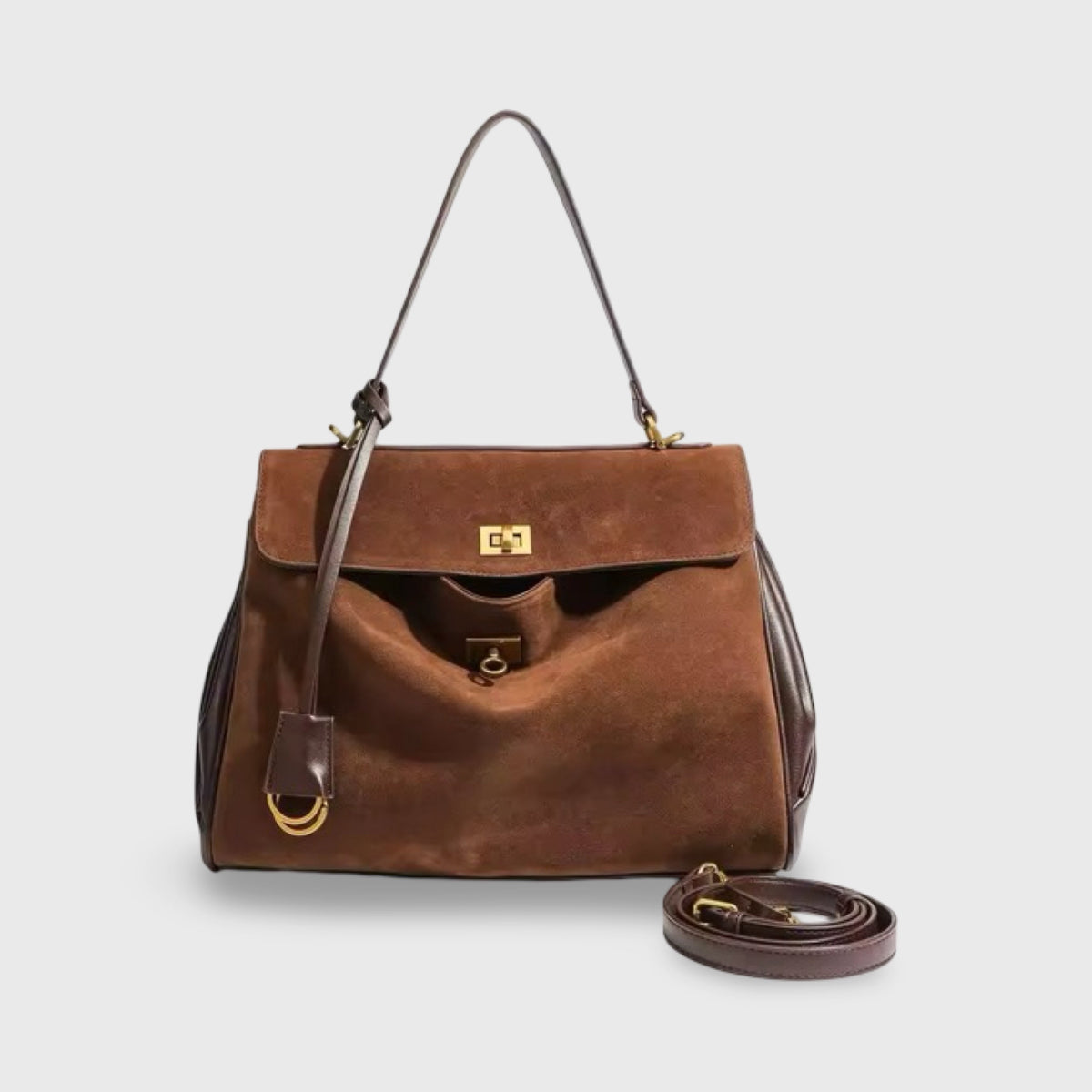 Sac porté épaule Ciara en cuir véritable cognac vu de face