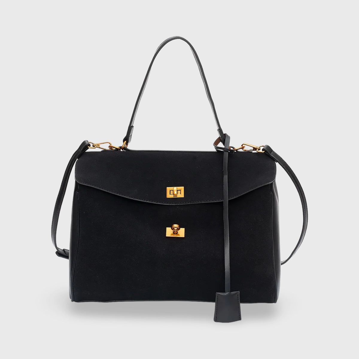 Sac en daim Ciara Premium noir vu de face
