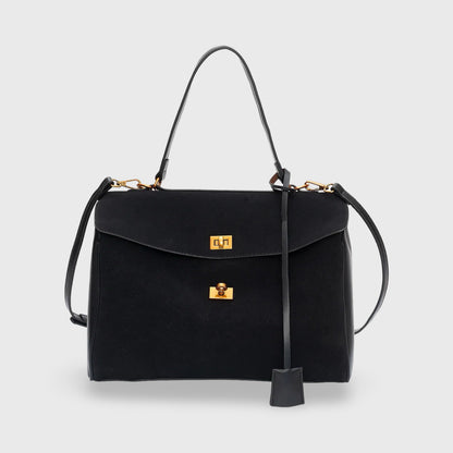 Sac en daim Ciara Premium noir vu de face