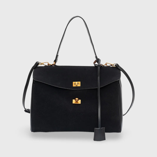 Sac en daim Ciara Premium noir vu de face