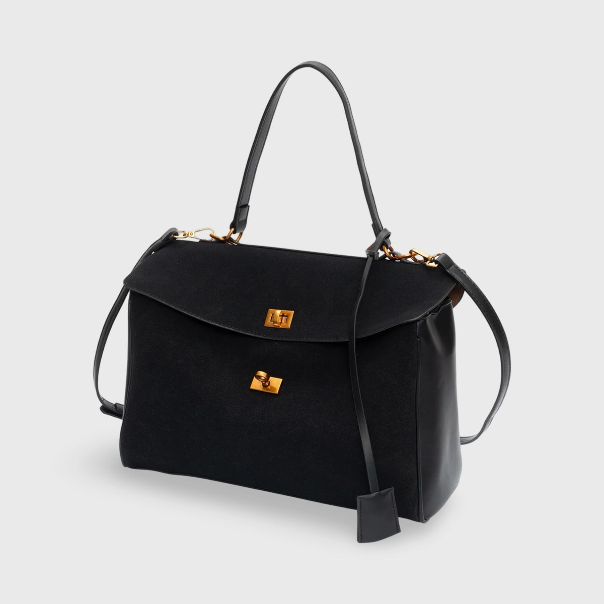 Sac en daim Ciara Premium noir vu de côté