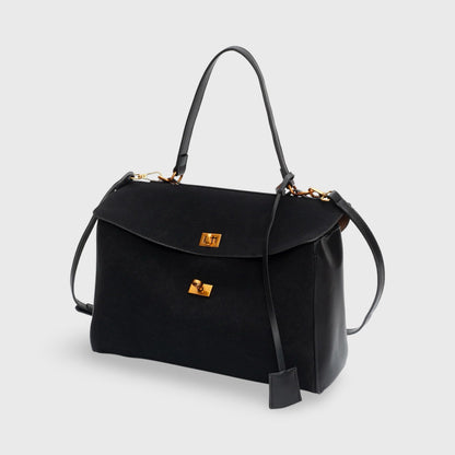 Sac en daim Ciara Premium noir vu de côté