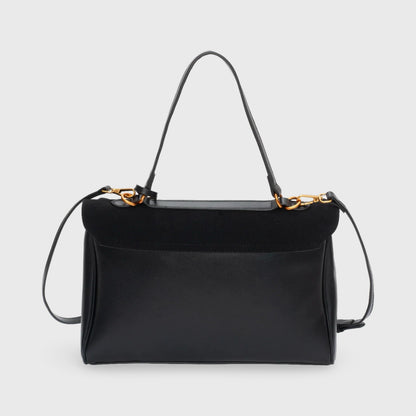 Sac en daim Ciara Premium noir vu de trois quarts