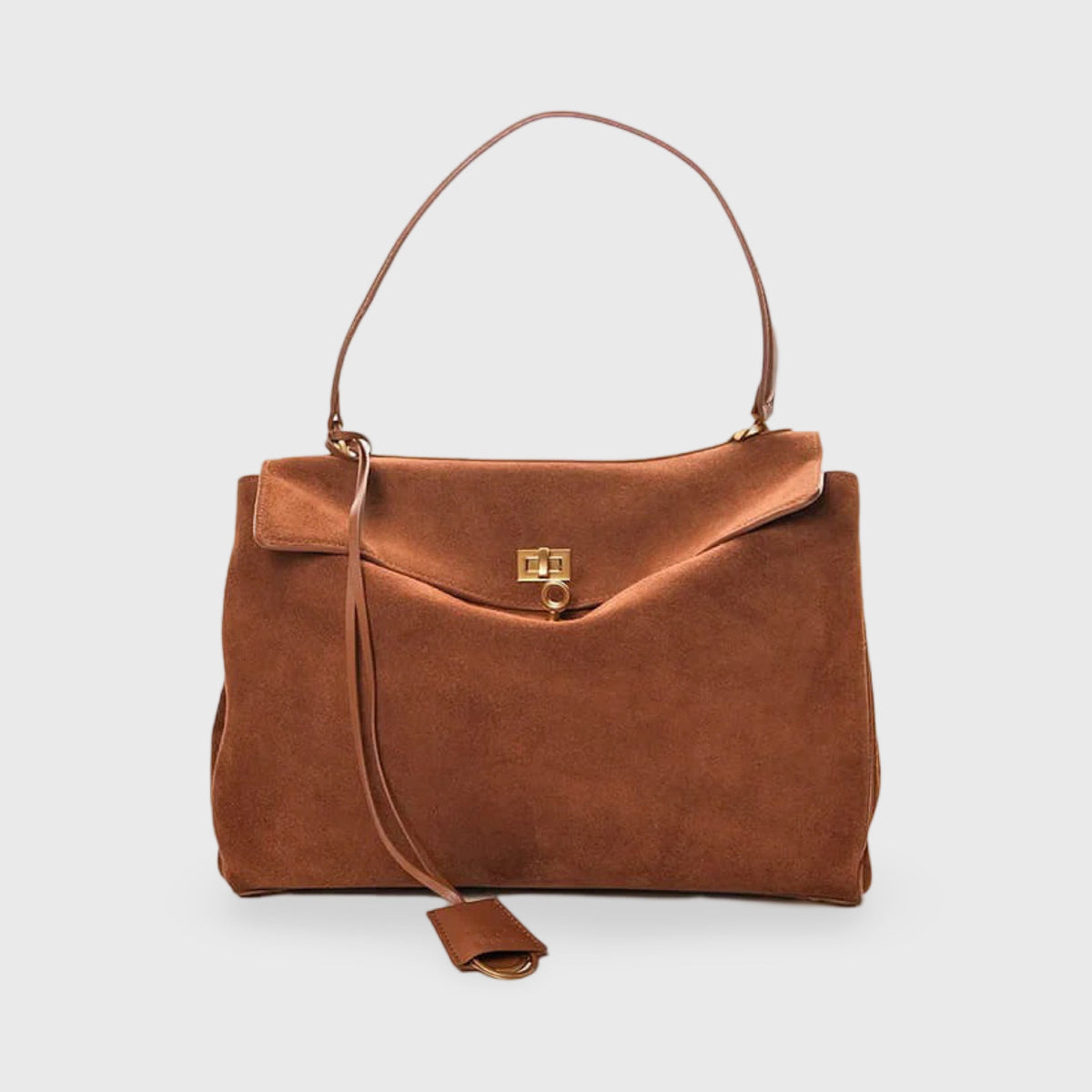 Sac porté épaule Ciara Daim cognac vu de face