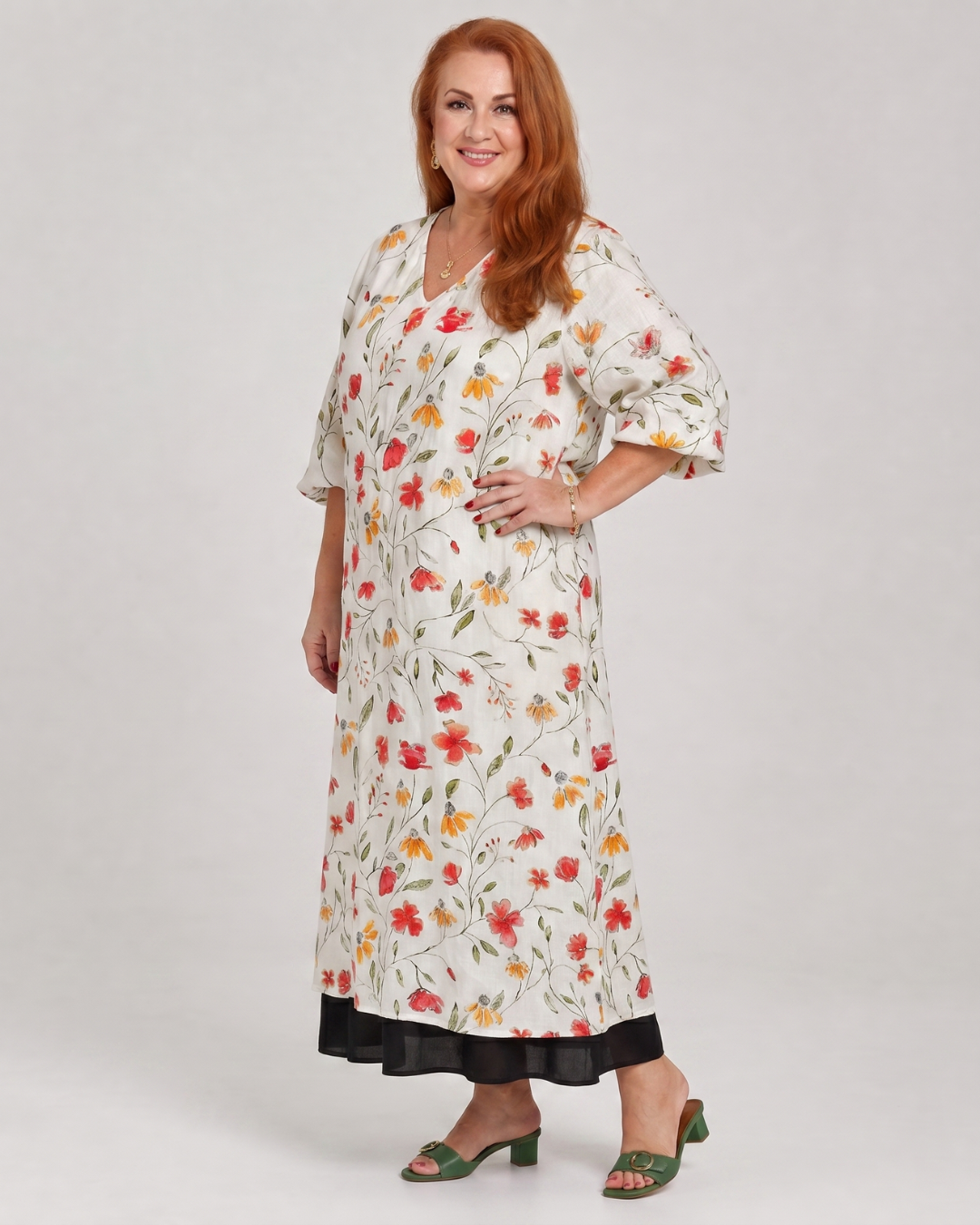 Fabienne — Robe longue à fleurs des champs
