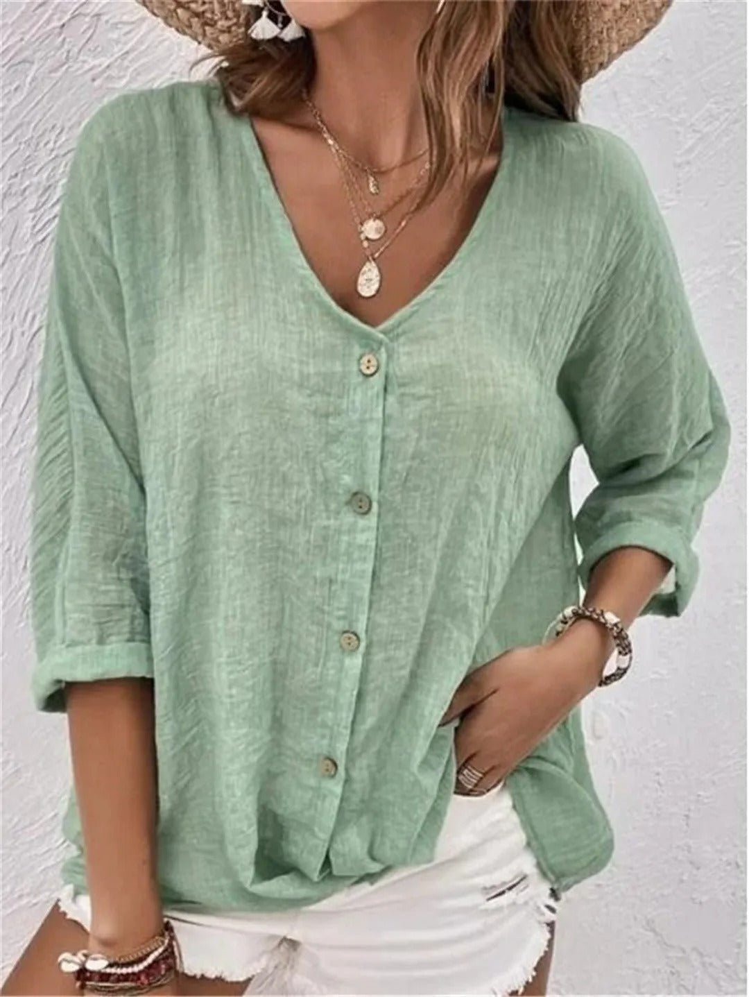 Iseline | Blouse boutonnée — Vert d'eau