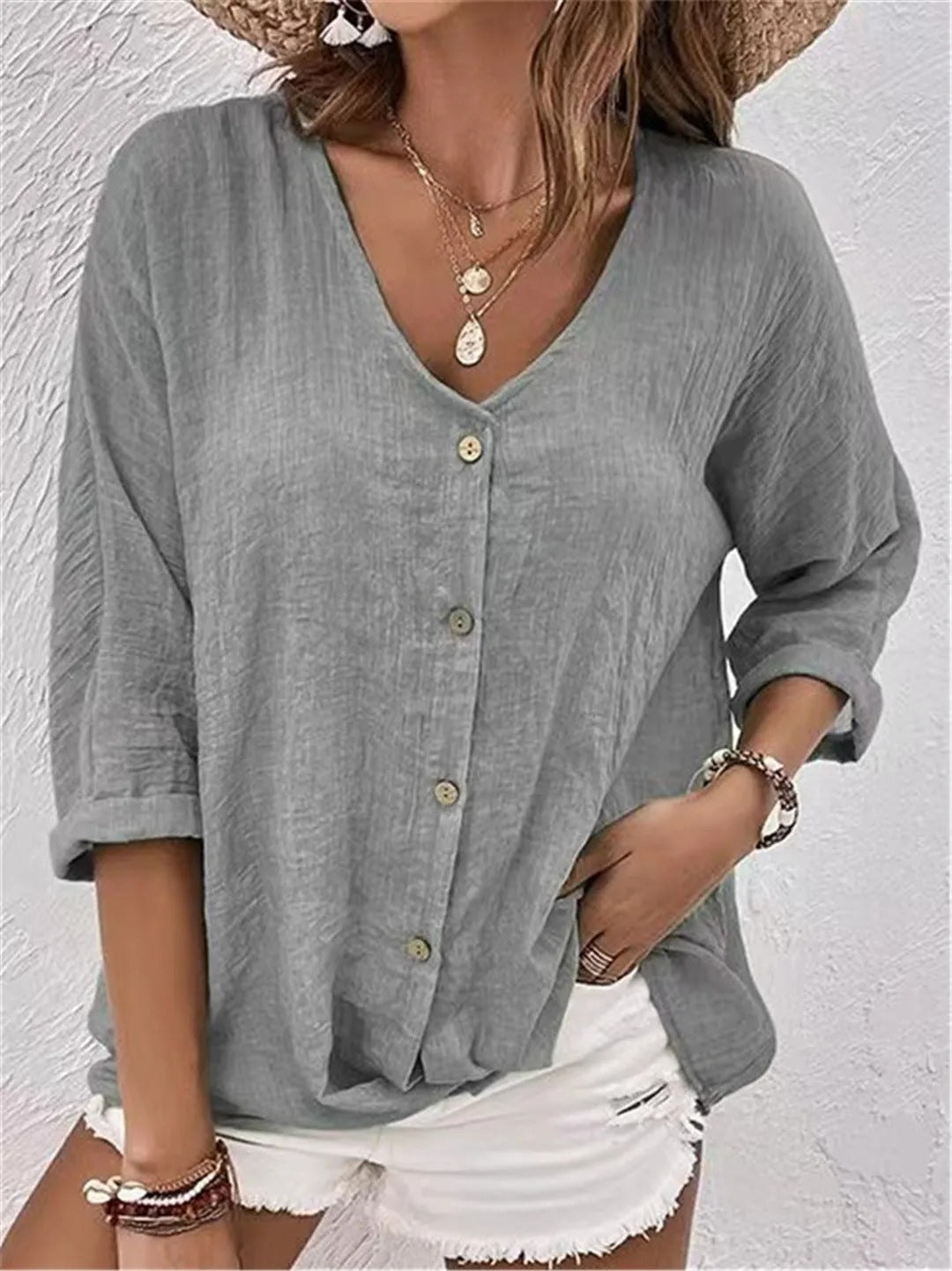 Iseline | Blouse boutonnée — Gris
