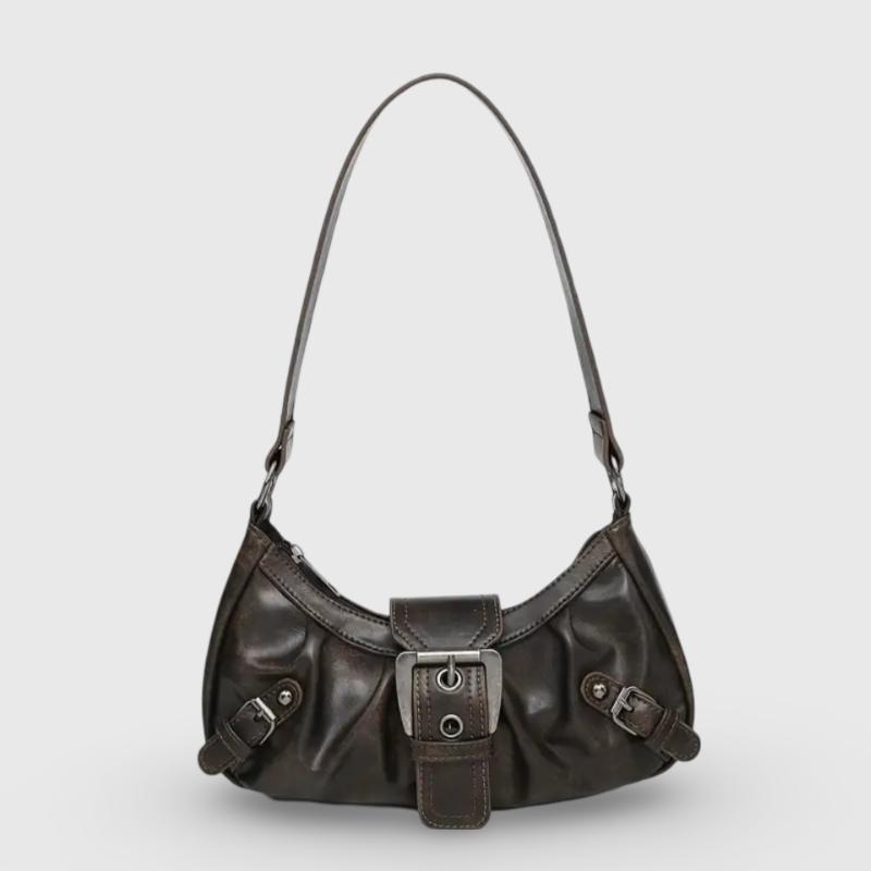 Sac porté épaule Rêve Vintage brun foncé vu de face