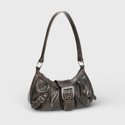 Sac porté épaule Rêve Vintage brun foncé vu de côté